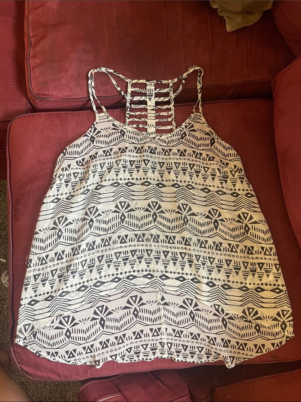Forever 21 Black & White Aztec Ladder-Back Tank